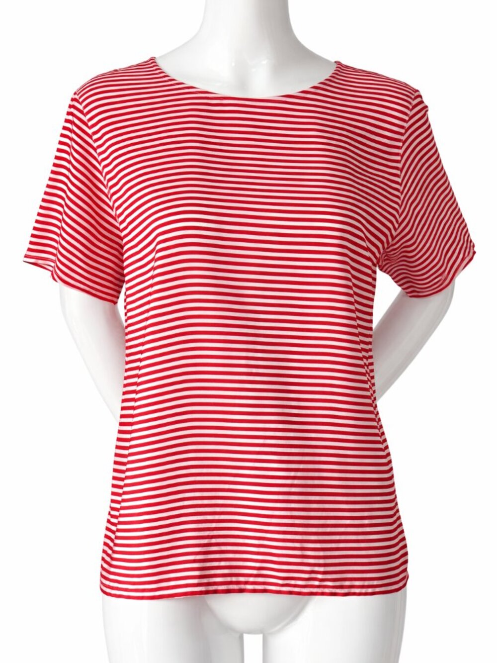 Valentino Studio 100% Silk Red White Stripe Blouse IT 40